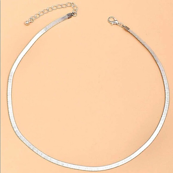 STERLING SILVER HERRINGBONE NECKLACE 5mm WIDTH - Picture 5 of 5